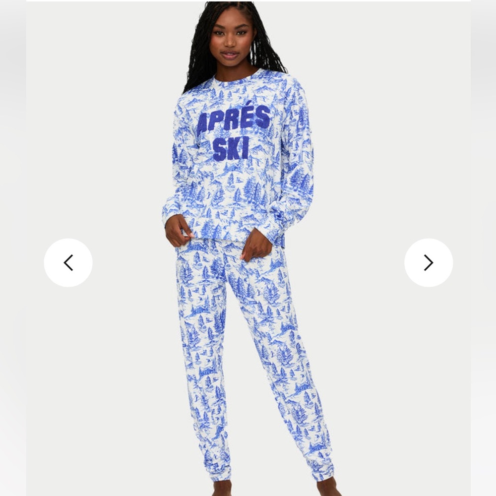 Après Ski Blue and White Georgie Pants - Beach Riot - Medium
